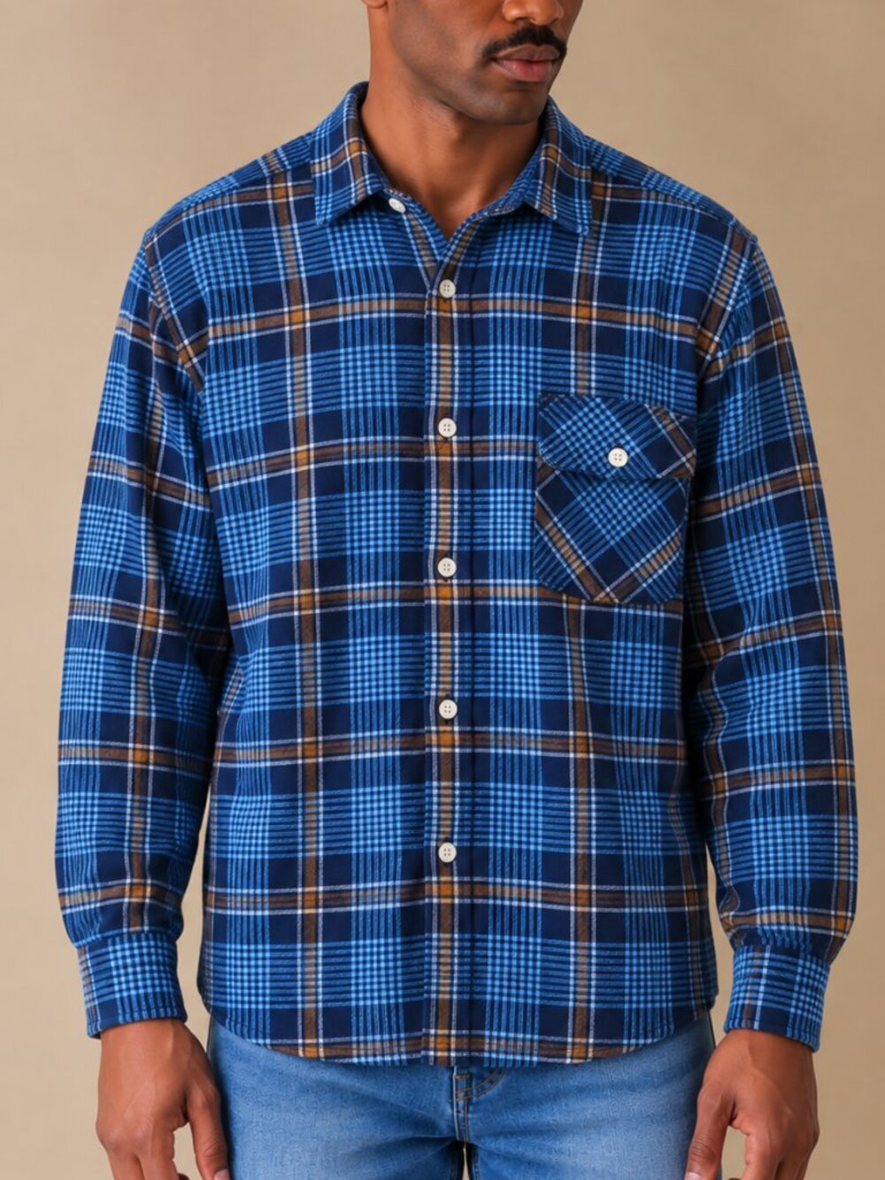 Timberland Flannel Shirt Mens XXL Blue Plaid Button up Long Sleeve Front Pocket